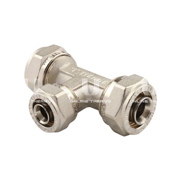 Тройник переходной Tiemme 1600037, 26x20x26 мм, никелированный, компрессионный