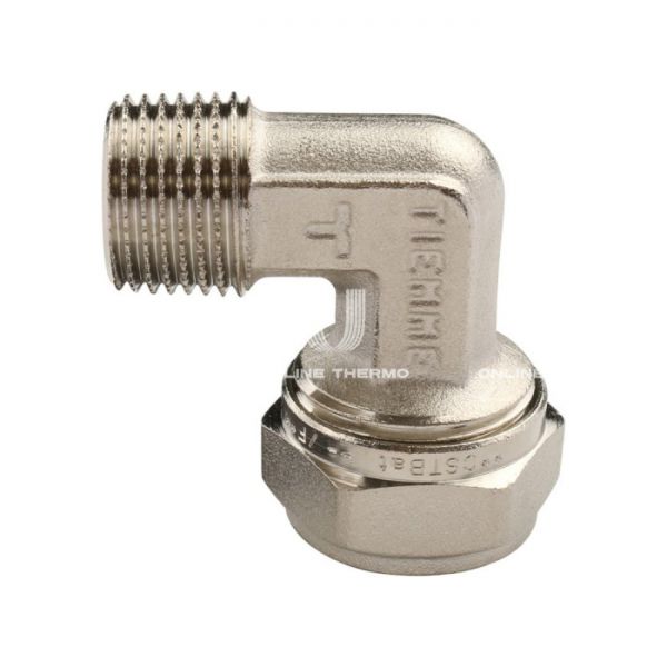 Угольник (угол) 90° с наружной резьбой Tiemme 1600050, 26х3/4", никелированный, компрессионный