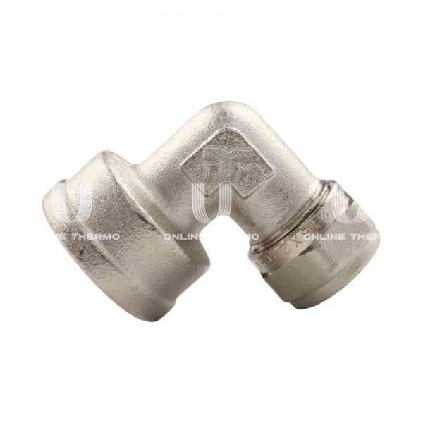 Угольник (угол) 90° с внутренней резьбой Tiemme 1600060, 32х1", никелированный, компрессионный