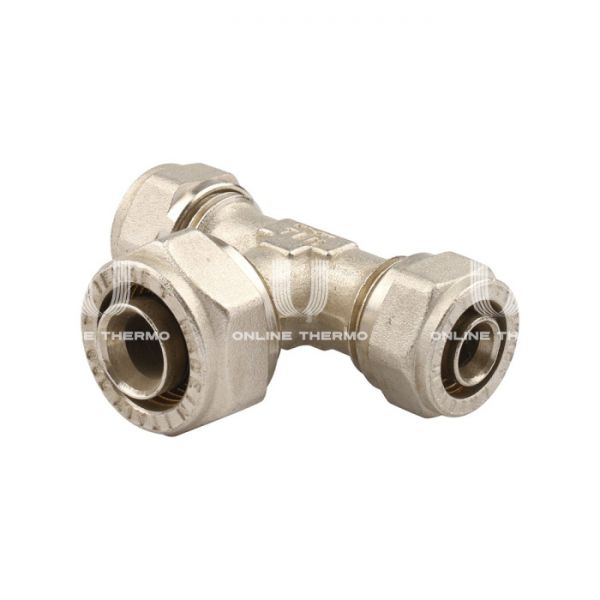 Тройник переходной Tiemme 1600078, 16x20x16 мм, никелированный, компрессионный