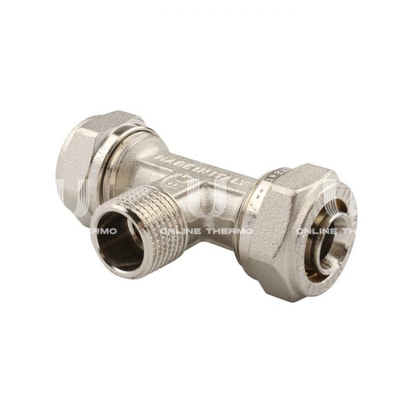 Тройник с наружной резьбой Tiemme 1600085, 32x1"x32, никелированный, компрессионный