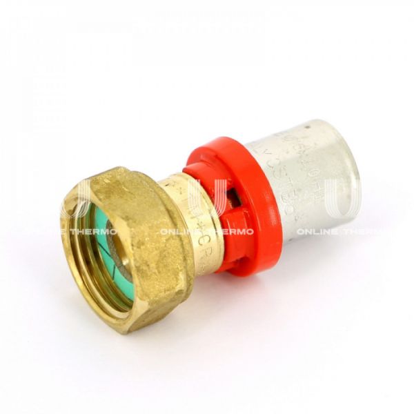 Муфта переходная (переходник) с накидной гайкой Tiemme 1650072 26х3/4", пресс-фитинг, плоское соединение