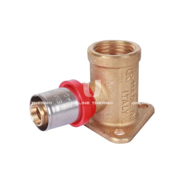 Угольник настенный (водорозетка) Tiemme 1650088 20x1/2'', высота 40 мм, с креплением, пресс-фитинг