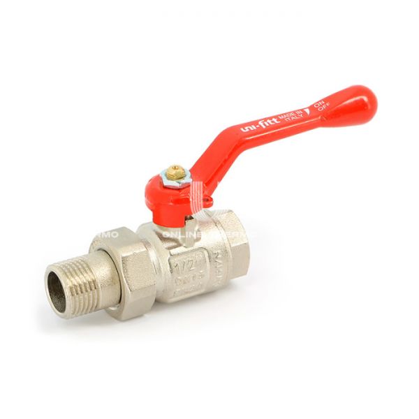 Кран шаровый с разъемным соединением Uni-Fitt Etalon 113L5000, 1 1/4" ВР-HР, полнопроходной, ручка-рычаг