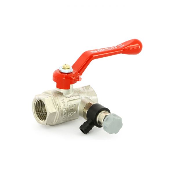 Кран шаровый Uni-Fitt 115L2000, 1/2" ВР-ВР, полнопроходной, с дренажным вентилем, ручка-рычаг