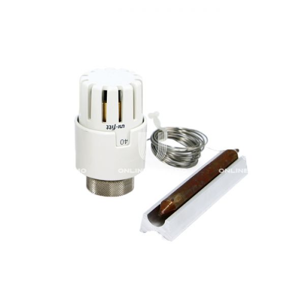 Термостатическая головка (термостат) Uni-fitt 169C0020, жидкостная, М30х1.5, с дистанционным управлением, белая