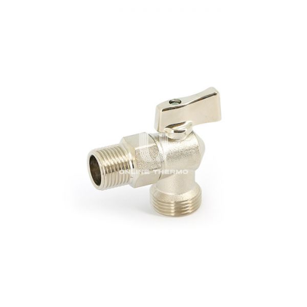 Кран шаровый угловой для стиральных/посудомоечных машин Uni-Fitt 181N2300, 1/2"х3/4" НР-НР, ручка-флажок