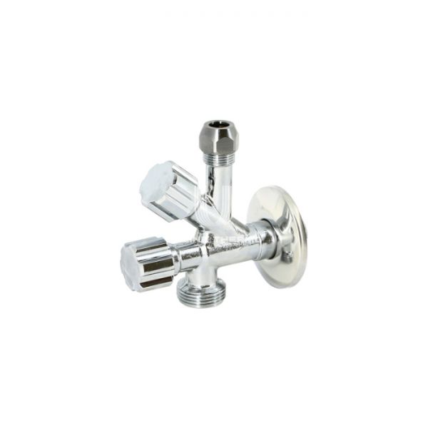 Кран шаровый комбинированный Uni-Fitt 184A2530, 1/2"х10 мм(3/8") х3/4" НР-НР, с соединением под медную трубку, ручка-барашек