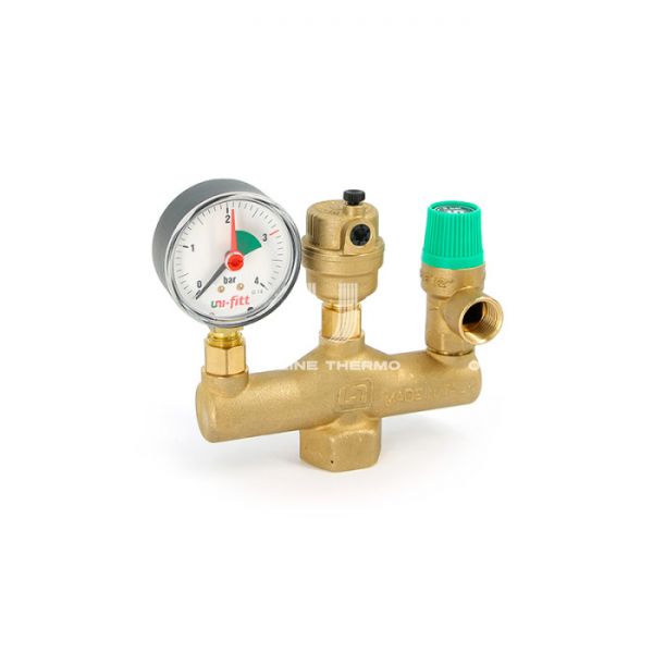 Группа безопасности котла Uni-Fitt 252G4530 1" ВР, консоль из латуни, до 50 кВт