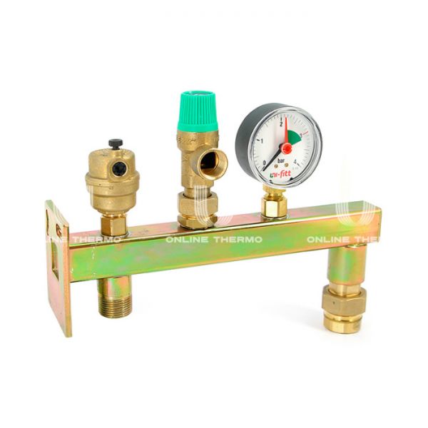 Консоль для подключения расширительного бака с группой безопасности котла Uni-fitt 256D3230, НР-ВР 3/4", с креплением и отсечным клапаном