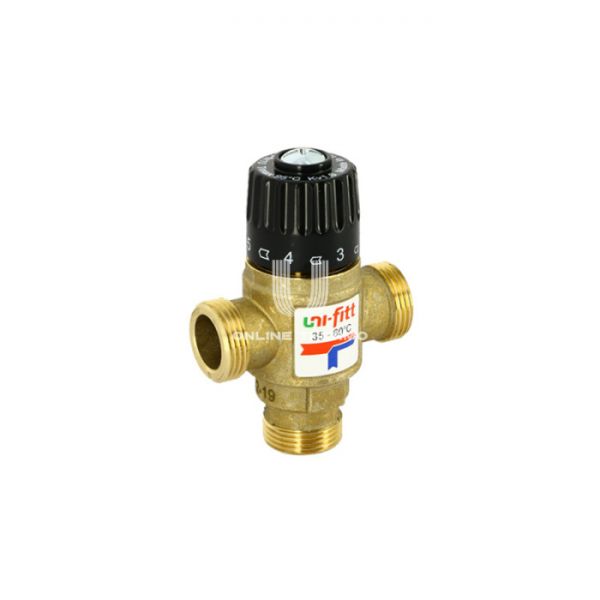 Термостатический смесительный клапан Uni-Fitt 351G3140 DN25 НР 1", Kvs 1.6, PN5, 35-60°С