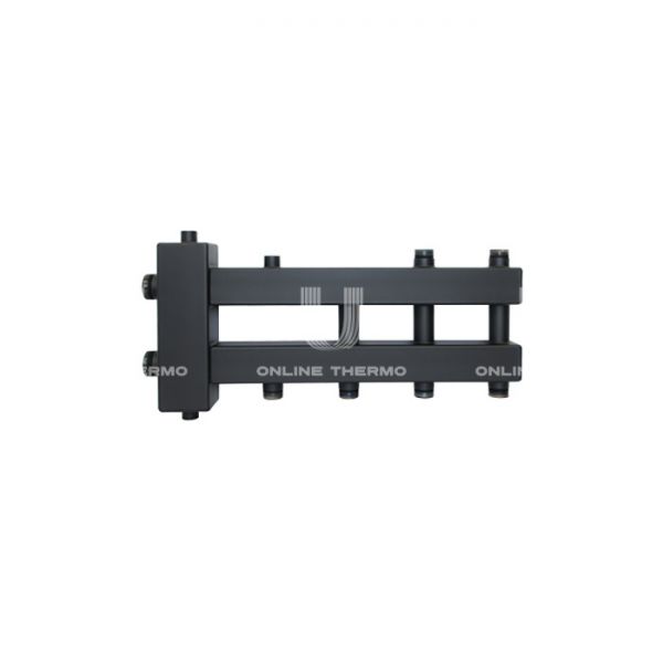 Балансировочный коллектор Uni-Fitt 437Z4125, на 5 контуров, до 60 кВт, сталь, с термоизоляцией, с гидравлическим разделителем