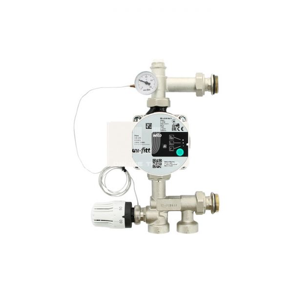 Насосно-смесительный узел Uni-Fitt Solomix Mini 474P1100, с наружной резьбой 1", с насосом Wilo PARA 15/6-130
