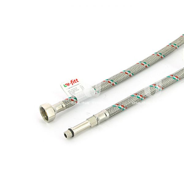 Гибкая подводка для смесителя Uni-Fitt 503S2815 МL10х1 1/2" ВР-НР, длина 1500 мм, удлиненный штуцер