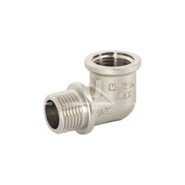 Угольник (угол) равносторонний с внутренней и наружной резьбой Uni-Fitt 612N3300, ВР-НР 3/4", с упором, никелированный