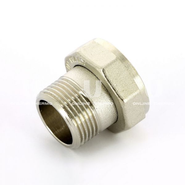 Соединение с накидной гайкой Uni-Fitt 624N3400, ВР-НР 3/4x1", с плоским уплотнением, никелированное