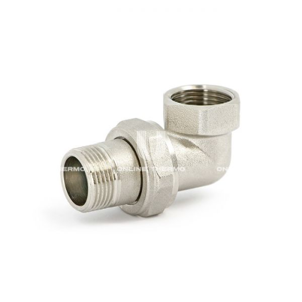 Угловое разъемное соединение "американка" Uni-Fitt 651N2000, ВР-НР 1/2", с уплотнением o-ring, никелированное