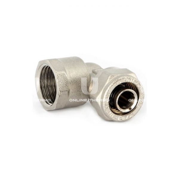 Угольник (угол) 90° с внутренней резьбой Uni-Fitt 664N6300, 16x3/4", никелированный, компрессионный