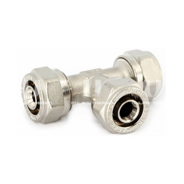 Тройник равносторонний Uni-fitt 666N7770, 20 мм, никелированный, компрессионный