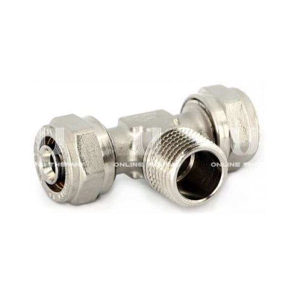 Тройник с наружной резьбой Uni-fitt 668N6260, 16х1/2"х16, никелированный, компрессионный