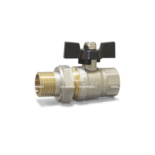 Кран шаровый с разъемным соединением Varmega Toro VM02601 1/2" НР-ВР, полнопроходной, ручка-бабочка