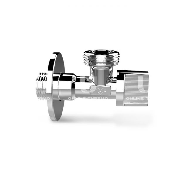 Кран шаровый угловой для смесителей Varmega Classico VM07002 1/2"x 3/4" НР-НР, с розеткой, ручка-флажок