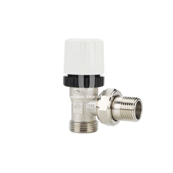 Термостатический клапан (терморегулятор) Varmega VM10402, 1/2" x 3/4"EK НР, угловой, без преднастройки