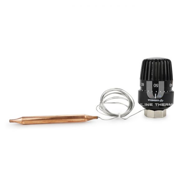 Термостатическая головка (термостат) Varmega VM11702, M30х1.5, 20-70°С, погружной датчик, Ø11*122, черная