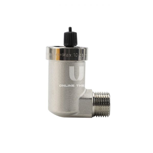 Автоматический воздухоотводчик Varmega VM13101 1/2" НР, угловой, никелированный, вертикальный выпуск