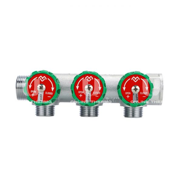 Коллектор регулирующий Varmega VM14613, 3/4", на 3 выхода 3/4"ЕК, хромированный