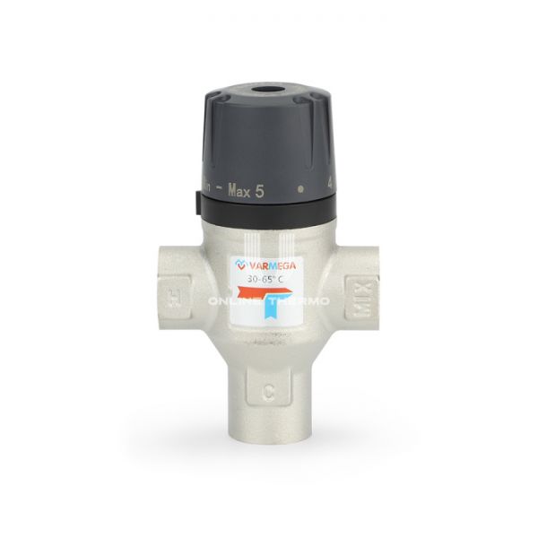 Термостатический смесительный клапан Varmega VM17001 ВР 1/2", Kvs 1.6, PN 10, смешение в бок, 30-65°С