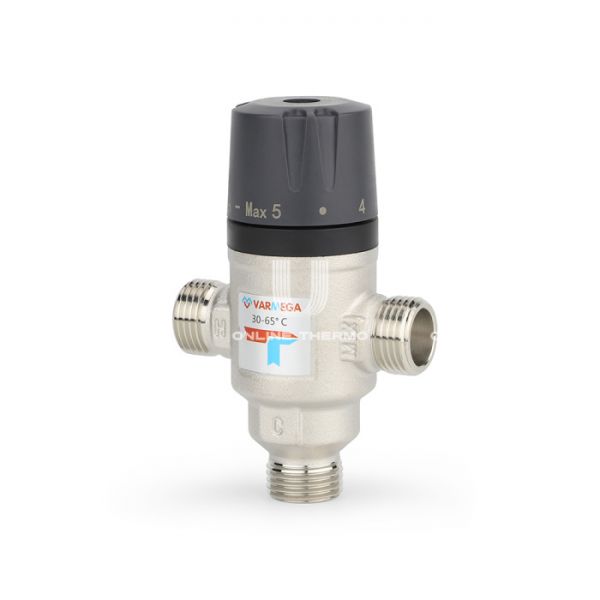 Термостатический смесительный клапан Varmega VM17202 НР 3/4", Kvs 1.6, PN 10, смешение в бок, 30-65°С