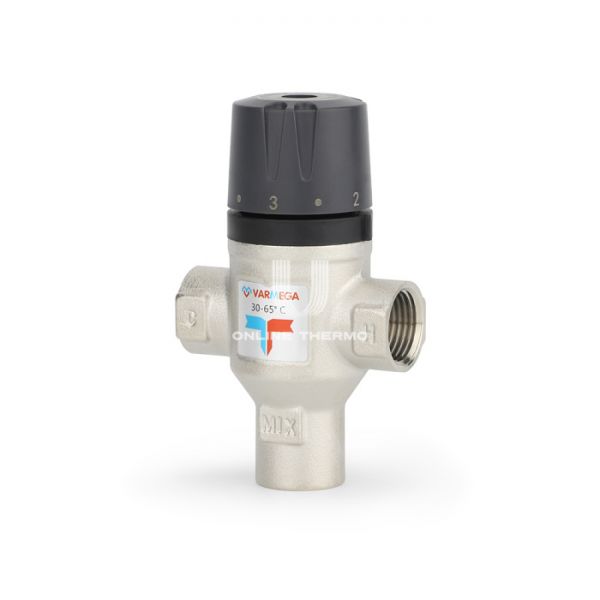 Термостатический смесительный клапан Varmega VM17901 ВР 1/2", Kvs 1.7, PN 10, смешение вниз, 30-65°С