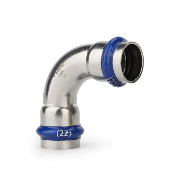 Угольник 90° двухраструбный Varmega Inox Press VM710001818, 18?18 мм