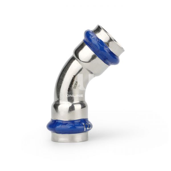 Угольник 45° двухраструбный Varmega Inox Press VM712005454, 54?54 мм