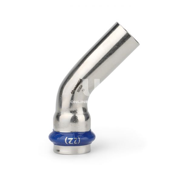 Угольник 45° однораструбный Varmega Inox Press VM713002222, 22?22a мм