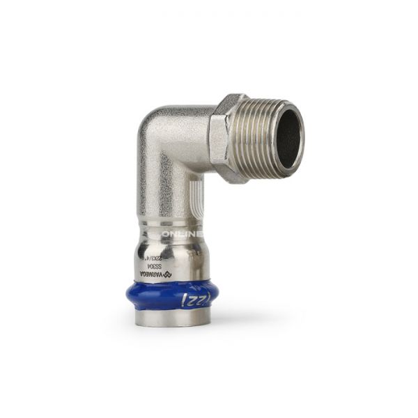 Угольник раструбный Varmega Inox Press с наружной резьбой VM715002205, 22?3/4"