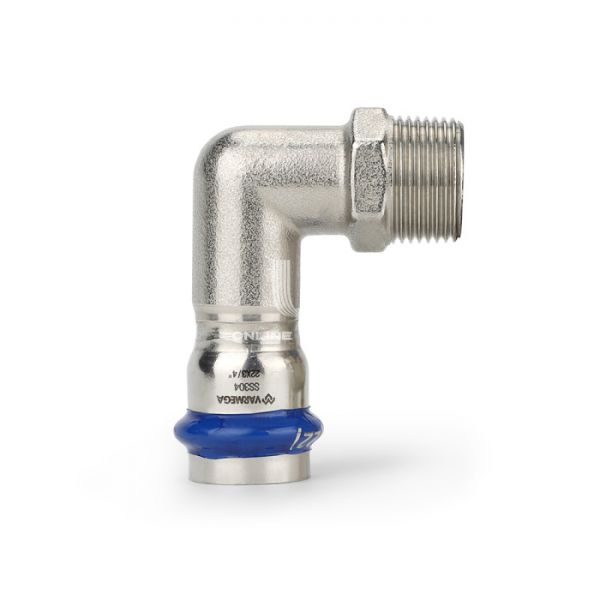 Угольник раструбный Varmega Inox Press с наружной резьбой VM715003506, 35?1"