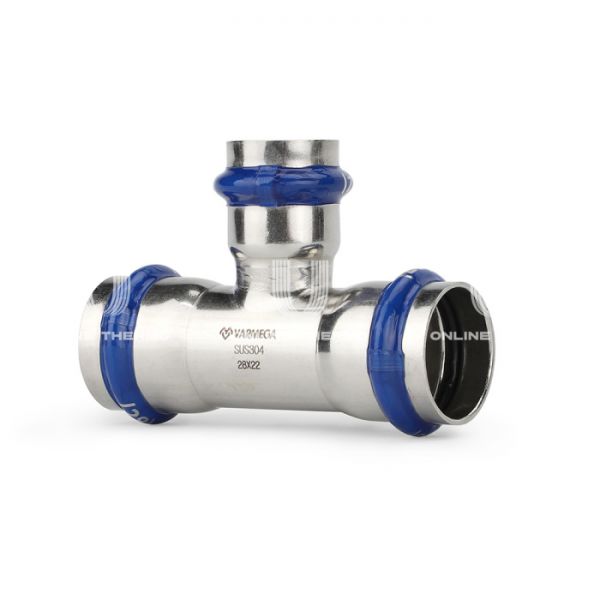 Тройник раструбный Varmega Inox Press переходной VM719221522, 22?15?22 мм