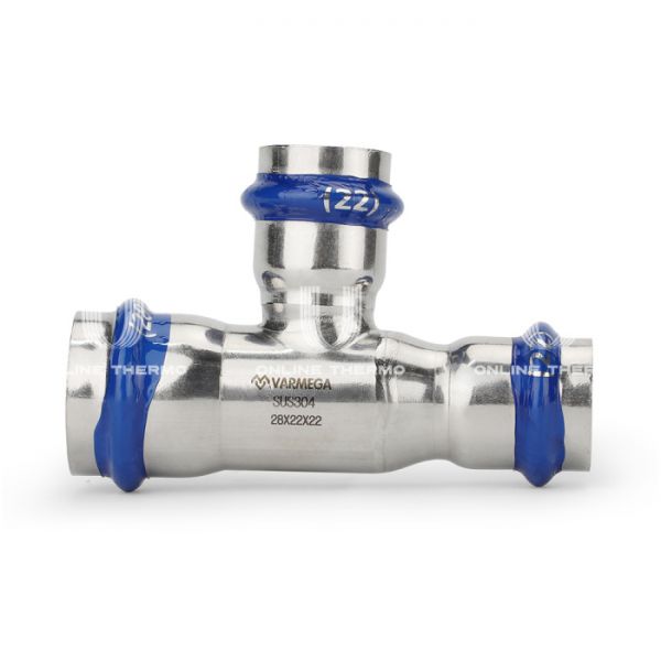 Тройник раструбный Varmega Inox Press переходной VM719282222, 28?22?22 мм