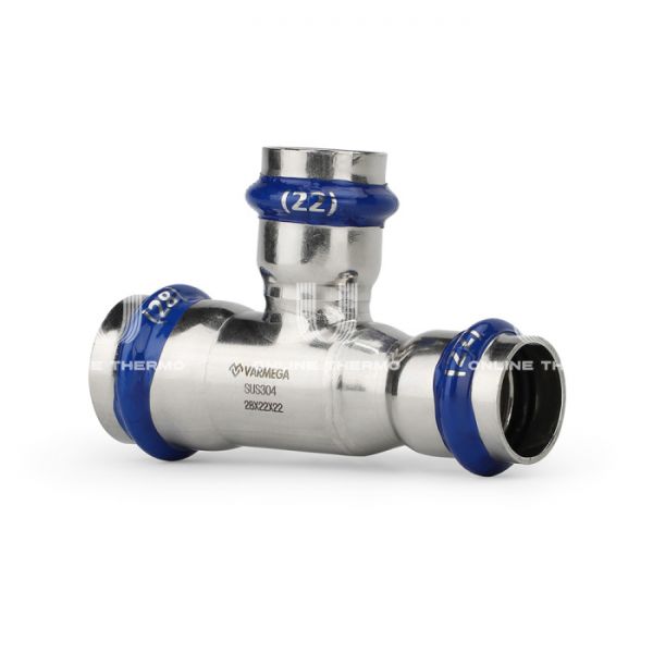 Тройник раструбный Varmega Inox Press переходной VM719282222, 28?22?22 мм