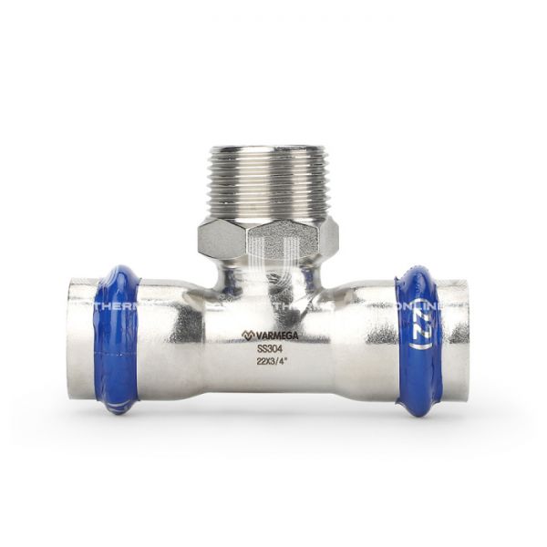 Тройник раструбный Varmega Inox Press с наружной резьбой VM721540654, 54?1"?54