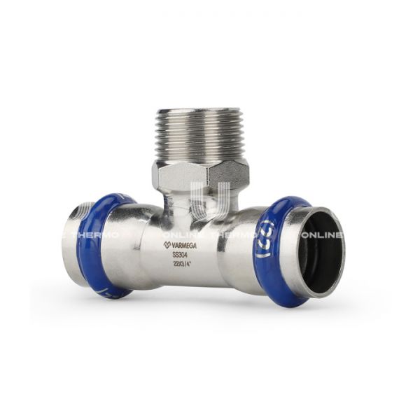 Тройник раструбный Varmega Inox Press с наружной резьбой VM721540754, 54?1 1/4"?54