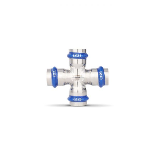 Крестовина раструбная Varmega Inox Press VM724001818, 18?18?18?18 мм