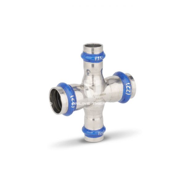 Крестовина раструбная Varmega Inox Press переходная VM725002218, 22?18?22?18 мм