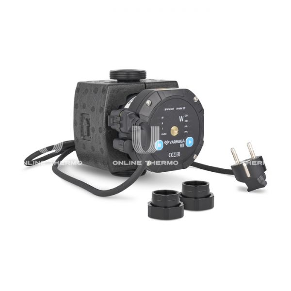 Насос энергоэффективный Varmega VMCP03 2E 25/60 130, VMCP03-25601303, с гайками и термоизоляцией