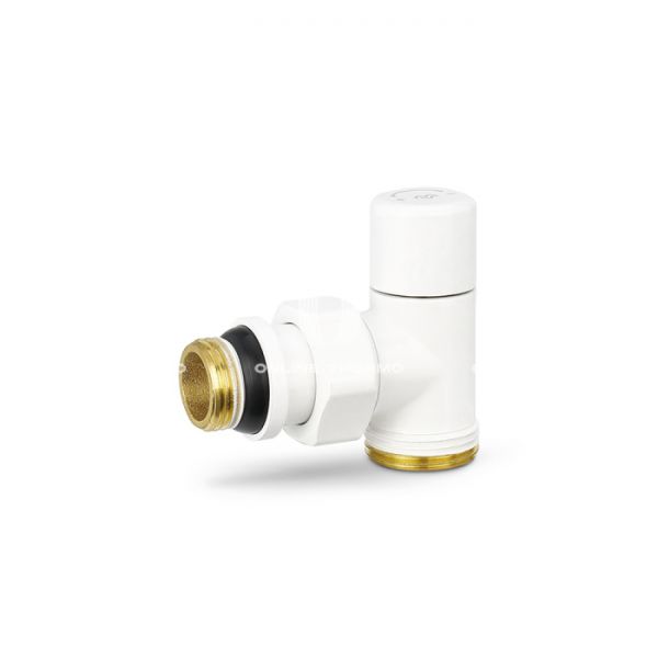 Радиаторный клапан ручной регулировки Varmega VMDV01-110415, 1/2"×3/4"ЕК НР, угловой, белый