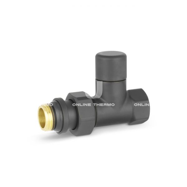 Запорный радиаторный клапан Varmega VMDV04-210404, 1/2" ВР-НР, прямой, черный