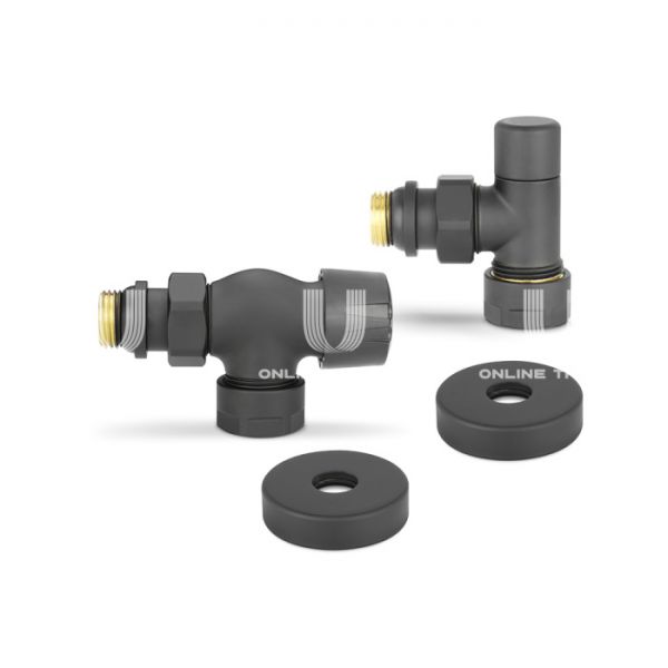 Комплект термостатический с запорным клапаном Varmega №3 VMDV12-210415, 1/2" x 3/4"EK ВР-НР, осевой, черный