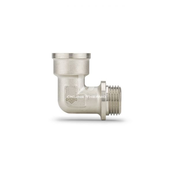 Угольник равносторонний с внутренней и наружной резьбой Varmega ВР-НР с упором 1/2", VMTF03-N000404, никелированный